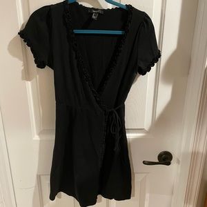 black wrap dress